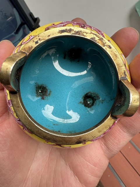 古玩陶瓷銅胎畫琺瑯花卉紋香爐真品鑒賞圖