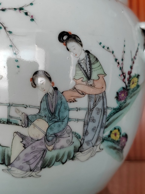古玩陶瓷民國粉彩仕女人物粥罐拍賣，當前價格1800元