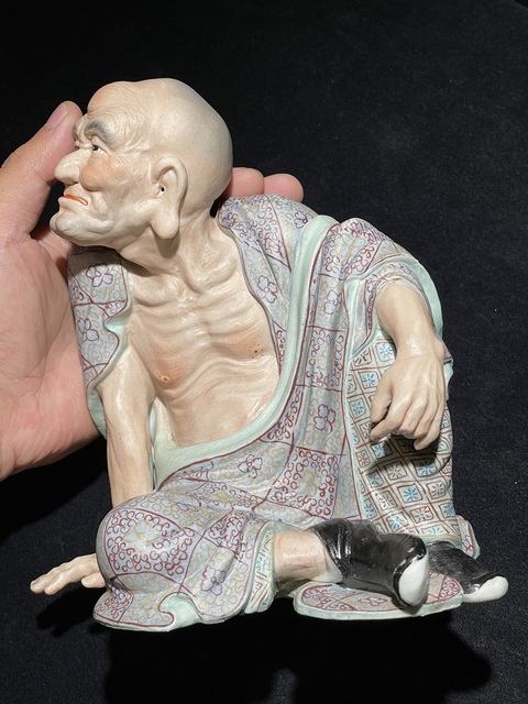 古玩陶瓷粉彩羅漢瓷像真品鑒賞圖