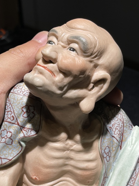 古玩陶瓷粉彩羅漢瓷像真品鑒賞圖