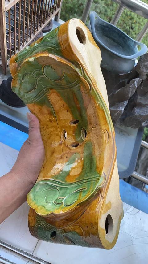 古玩陶瓷素三彩瓷枕真品鑒賞圖