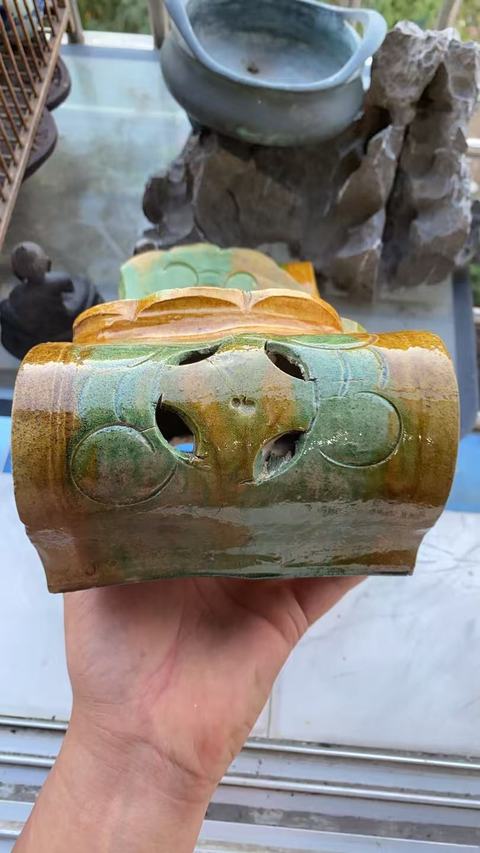 古玩陶瓷素三彩瓷枕真品鑒賞圖