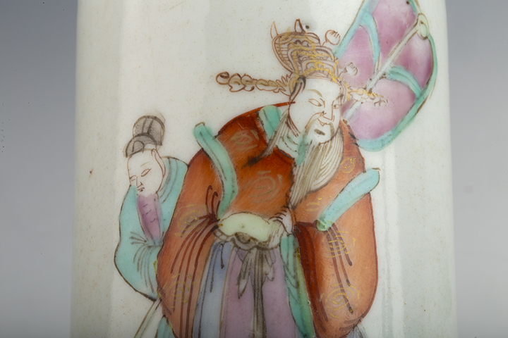 古玩陶瓷清晚·粉彩人物故事紋筆筒真品鑒賞圖