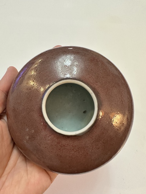 古玩陶瓷紅釉水盂真品鑒賞圖