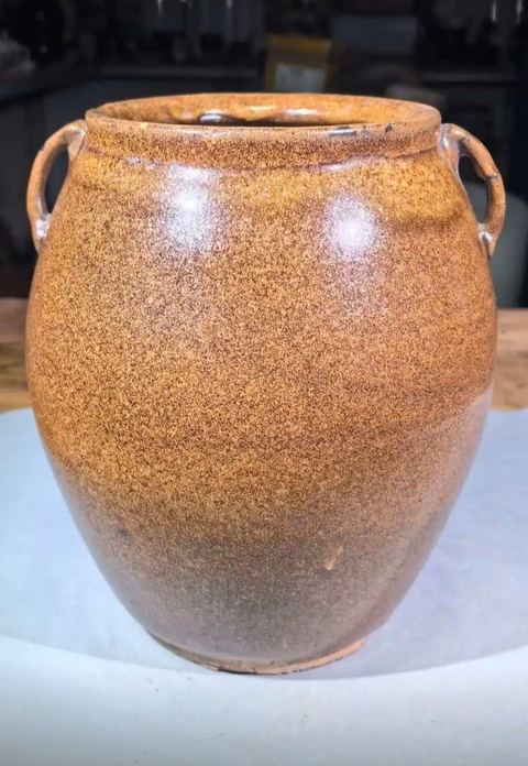 古玩陶瓷褐黃釉雙系罐真品鑒賞圖