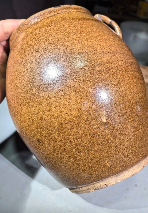 古玩陶瓷褐黃釉雙系罐真品鑒賞圖