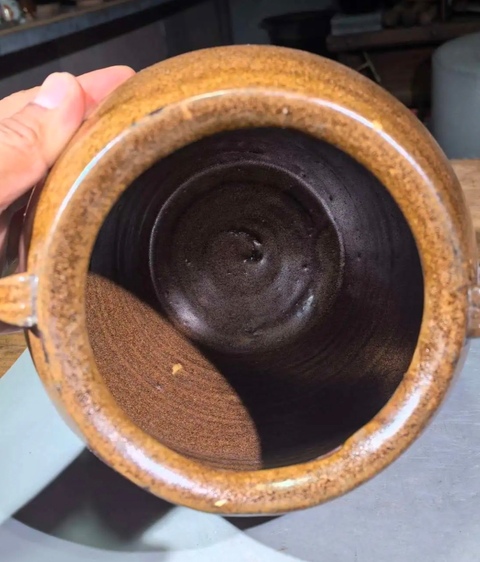 古玩陶瓷褐黃釉雙系罐真品鑒賞圖