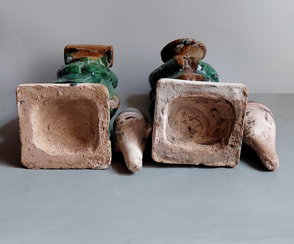 古玩陶瓷明代三彩人物俑一對拍賣，當前價格464元