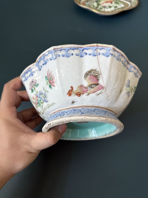 古玩陶瓷富貴大飛黃騰達(dá)粉彩花口碗真品鑒賞圖