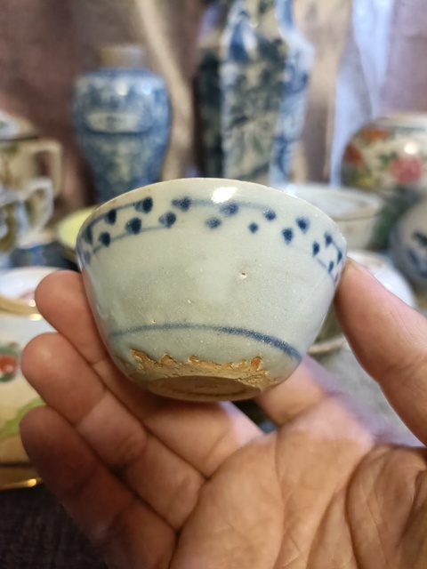 古玩陶瓷明晚·青花花卉紋杯 真品鑒賞圖