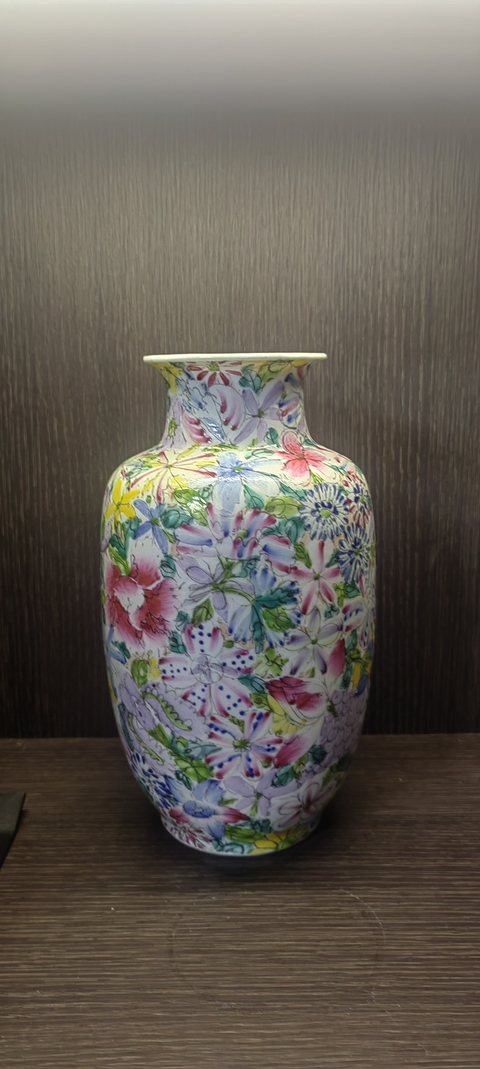 古玩陶瓷民國百花不落地粉彩燈籠瓶真品鑒賞圖