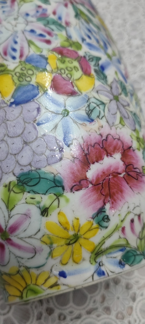 古玩陶瓷民國百花不落地粉彩燈籠瓶真品鑒賞圖