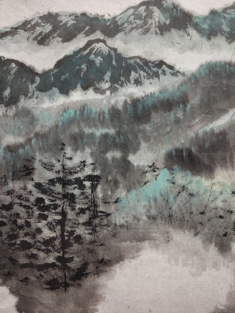 古玩字畫朱鳴岡老中美協理事魯藝學奠基人山水拍賣,當前價格18888元