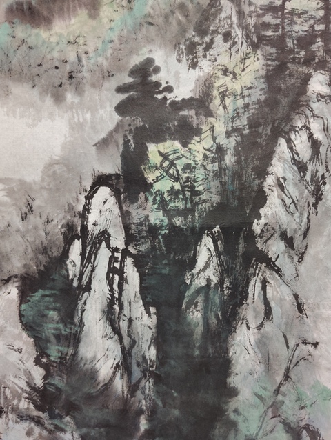 古玩字畫朱鳴岡老中美協理事魯藝學奠基人山水拍賣,當前價格18888元
