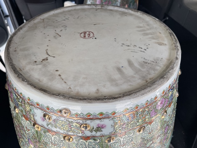 古玩陶瓷廣彩人物故事紋畫缸真品鑒賞圖