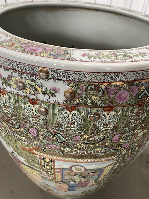 古玩陶瓷廣彩人物故事紋畫缸真品鑒賞圖