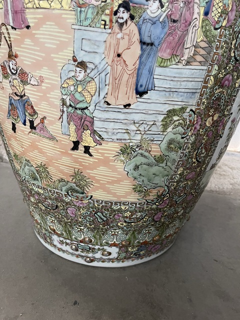古玩陶瓷廣彩人物故事紋畫缸真品鑒賞圖
