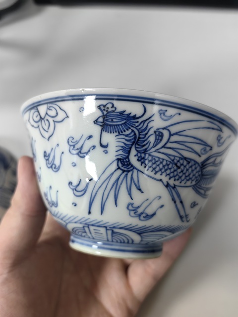 古玩陶瓷青花龍鳳紋蓋碗真品鑒賞圖
