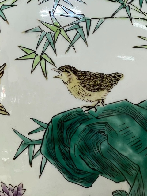 古玩陶瓷花鳥紋粉彩尊真品鑒賞圖