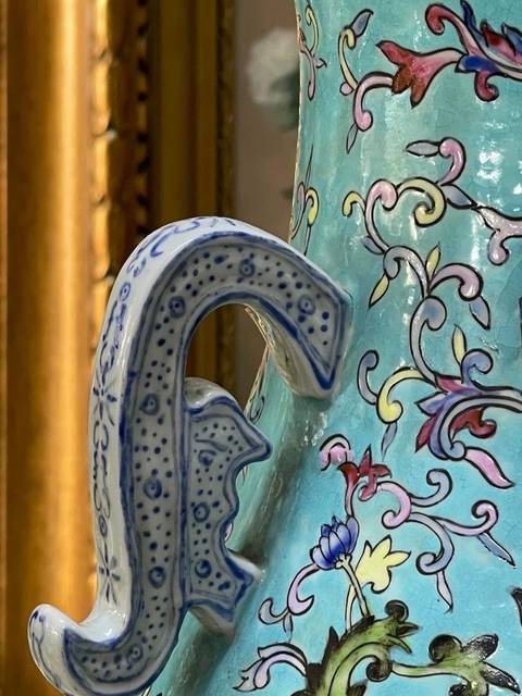 古玩陶瓷花鳥紋粉彩尊真品鑒賞圖