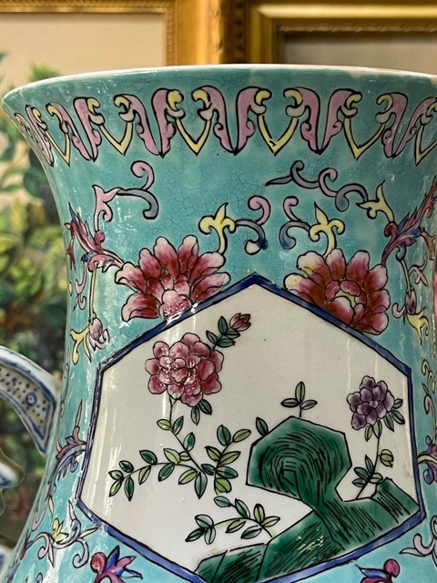 古玩陶瓷花鳥紋粉彩尊真品鑒賞圖