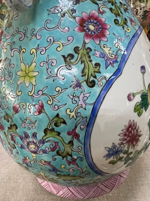 古玩陶瓷花鳥紋粉彩尊真品鑒賞圖