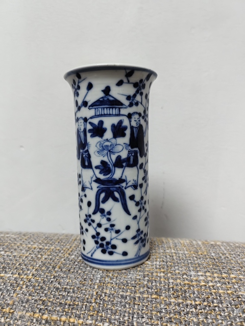 古玩陶瓷喜報平安青花花觚真品鑒賞圖