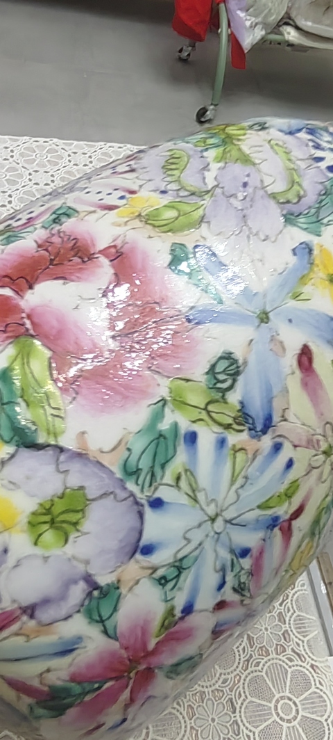 古玩陶瓷粉彩百花紋燈籠瓶真品鑒賞圖