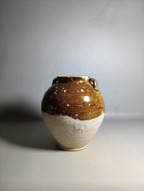 古玩陶瓷褐釉雙系罐真品鑒賞圖