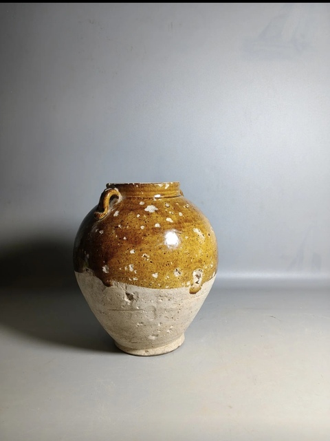 古玩陶瓷褐釉雙系罐真品鑒賞圖