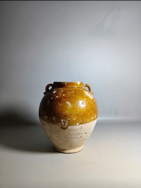 古玩陶瓷褐釉雙系罐真品鑒賞圖