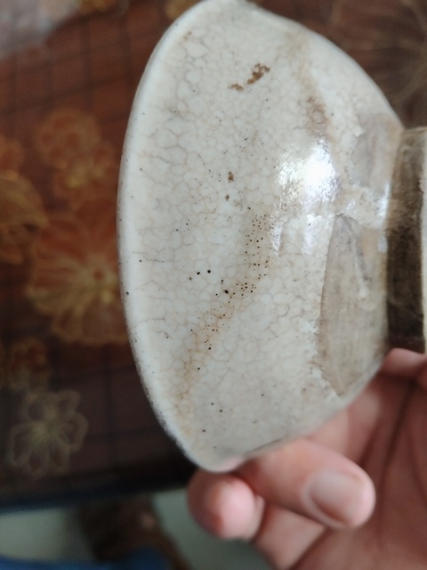 古玩陶瓷清末民初白地褐彩碗真品鑒賞圖