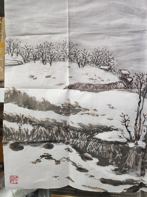 古玩字畫已故河南名家劉發(fā)魁  山水拍賣，當(dāng)前價(jià)格1元