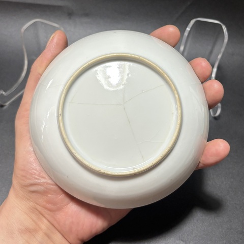 古玩陶瓷清乾隆·青花加彩花卉紋小盤一對拍賣,當前價格488元