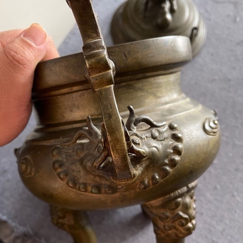 古玩銅器獸鈕熏爐真品鑒賞圖