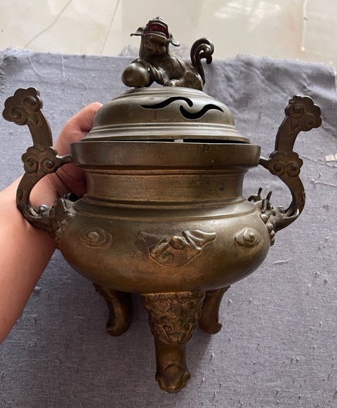 古玩銅器獸鈕熏爐真品鑒賞圖