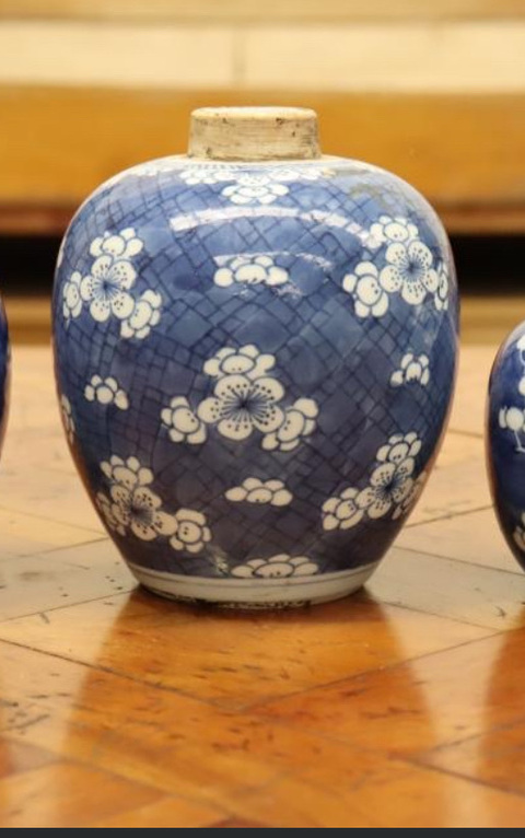 古玩陶瓷青花留白冰梅紋罐真品鑒賞圖