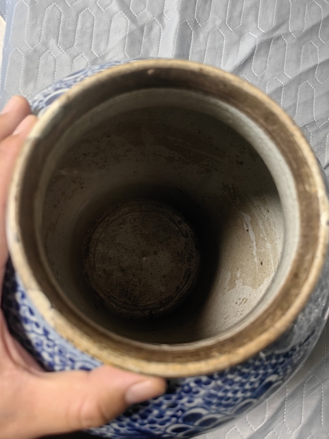 古玩陶瓷鳳穿牡丹紋青花將軍罐真品鑒賞圖