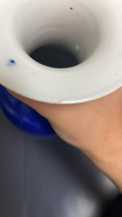 古玩陶瓷晚清灑藍釉瓶真品鑒賞圖