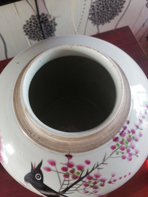 古玩陶瓷淺絳油彩花鳥紋罐真品鑒賞圖