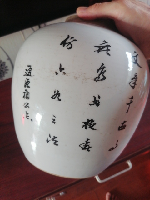 古玩陶瓷淺絳油彩花鳥紋罐真品鑒賞圖