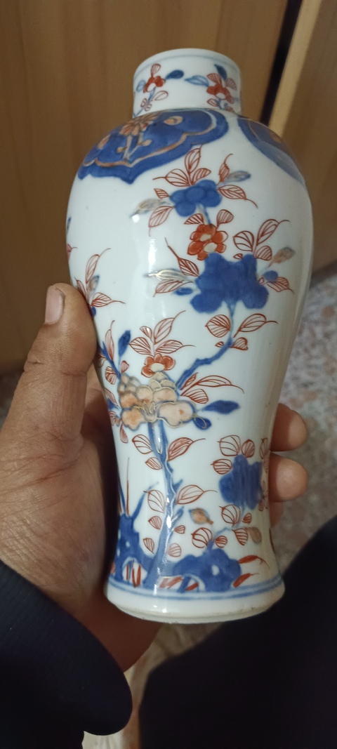 古玩陶瓷青花礬紅雞腿瓶真品鑒賞圖