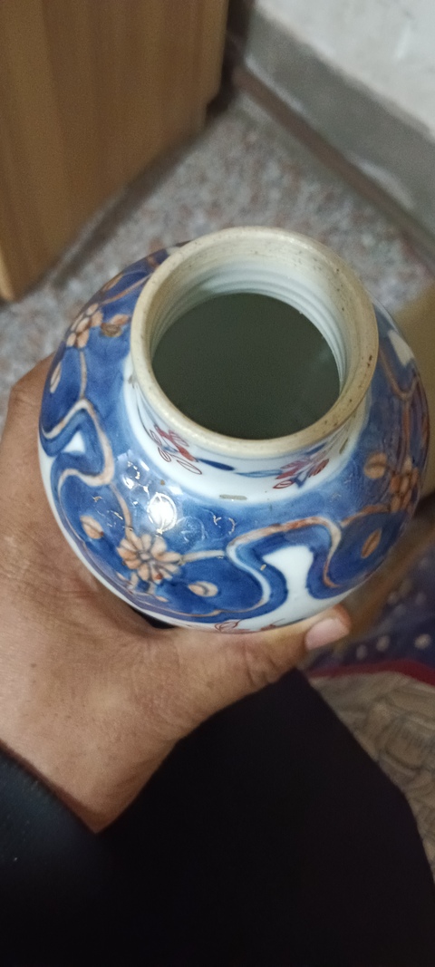古玩陶瓷青花礬紅雞腿瓶真品鑒賞圖