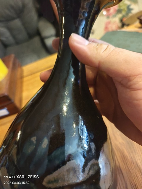 古玩陶瓷黑釉鐵花斑玉壺春瓶真品鑒賞圖