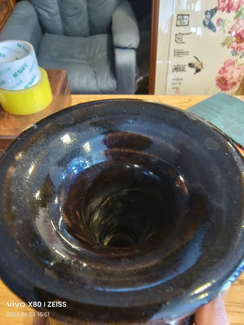 古玩陶瓷黑釉鐵花斑玉壺春瓶真品鑒賞圖