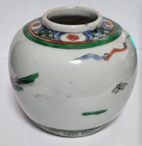 古玩陶瓷人物紋五彩罐真品鑒賞圖