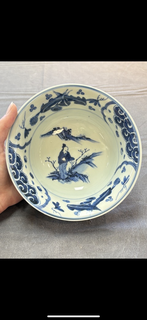 古玩陶瓷清代 青花人物紋碗（日本瓷）真品鑒賞圖