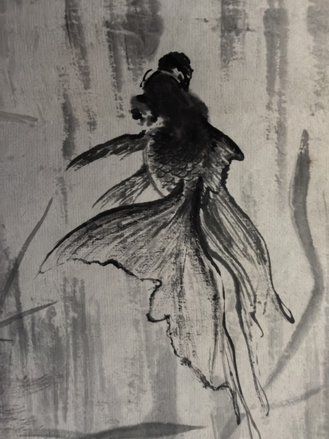 古玩字畫玄山魚樂圖真品鑒賞圖