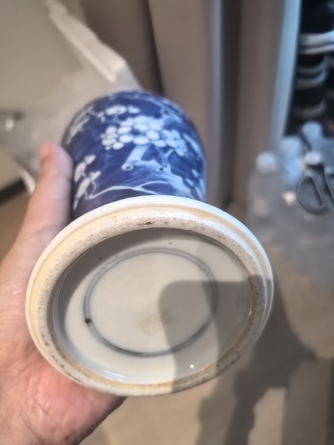 古玩陶瓷青花留白冰梅紋觀音瓶真品鑒賞圖