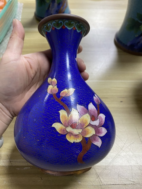 古玩銅器景泰藍銅賞瓶真品鑒賞圖